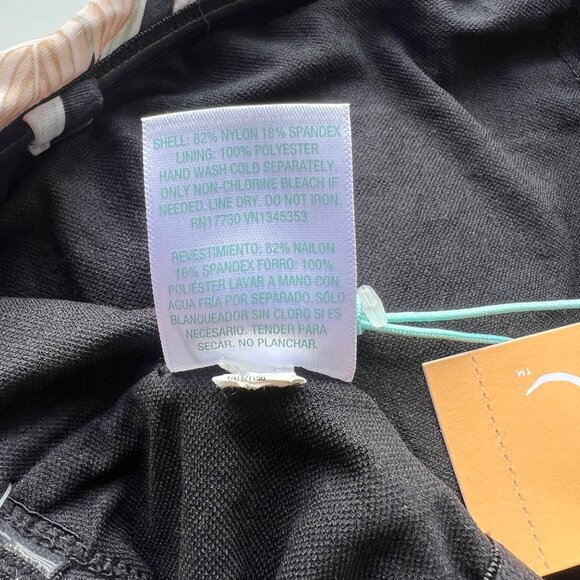 Kona Sol Floral Swim Top With Adjustable Straps Black Multicolor Womens Size L - Picture 7 of 8